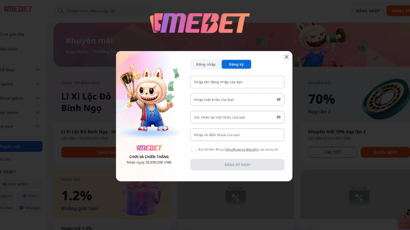 Hướng dẫn đăng ký MEBET nhanh chóng