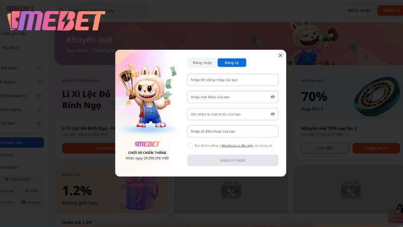 Điều kiện đăng ký MEBET dành cho tân thủ
