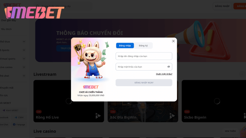 Hướng dẫn cách đăng nhập MEBET chính xác nhất