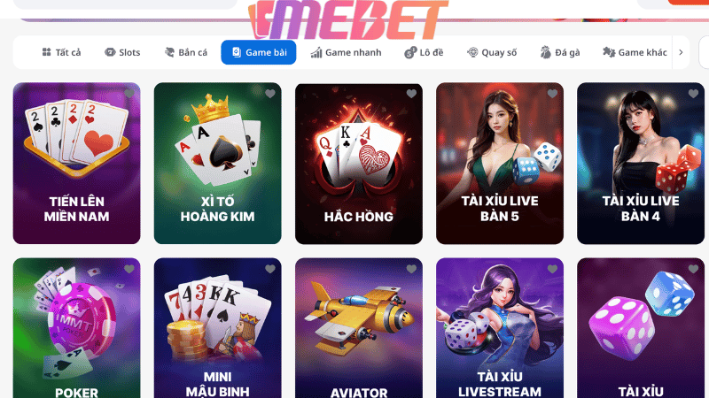 So lược về kho game bài đổi thưởng hiện có tại MEBET 
