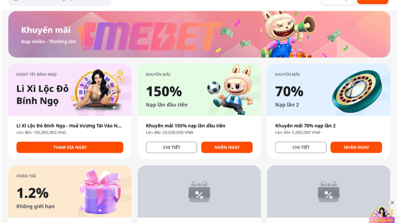 Những gói khuyến mãi MEBET mới nhất 2026