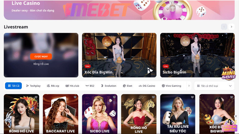 Giới thiệu tổng quan về sảnh cược Live Casino từ MEBET 